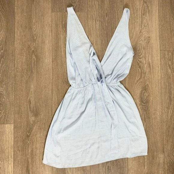 Sabo Skirt Luxe Heather Choker Mini Dress blue tie neck deep V-neck size XS - Picture 5 of 10